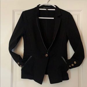 WHBM Black Blazer leather piping and Gold buttons